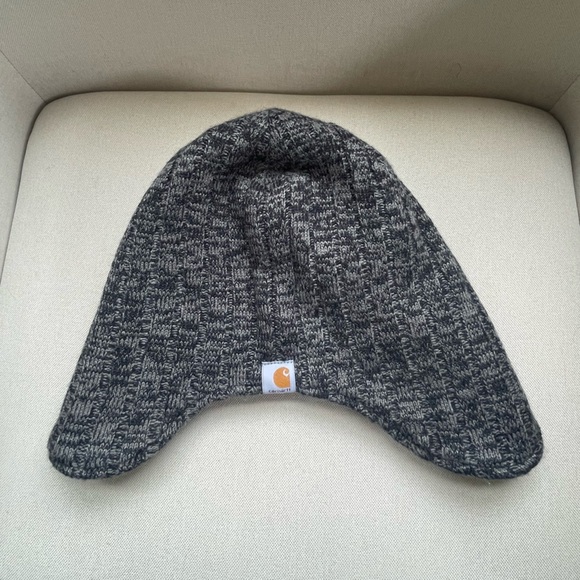 CARHARTT Akron Hat Black/Grey Knit Sherpa Lined Fleece Lined Ear flap - Picture 2 of 6